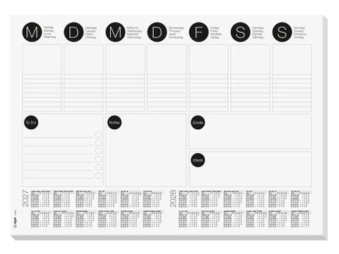 Designonderlegger Sigel week- planner A3 27/28 42x29,7cm 30 vel met to