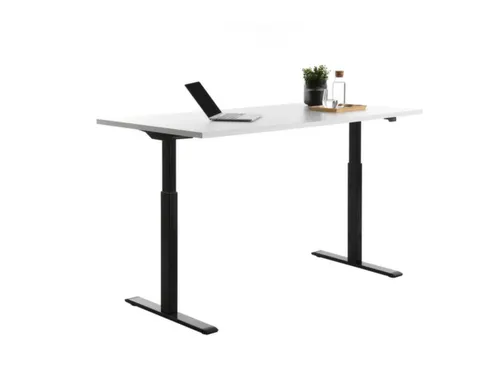 Elektrisch ihv bureau,HxBxD 700-1200x1600x800mm,blad wit,T-voet zwart