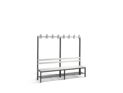 Omkleedbank 2000mm Pvc-Zitlatten Enkel Hakenlijst Schoenenrek Ral7021