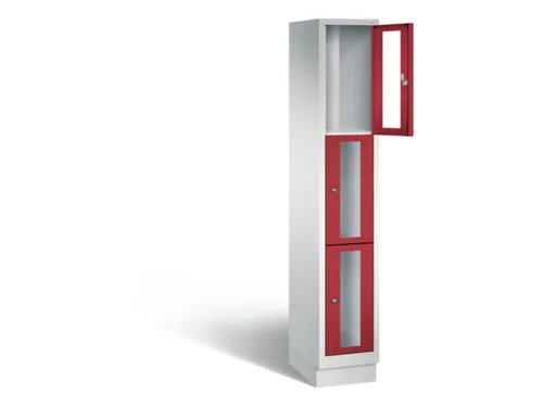 Lockerkast 1800x320x500mm 1x3 vakken Cilinderslot, Sokkel, RAL3003