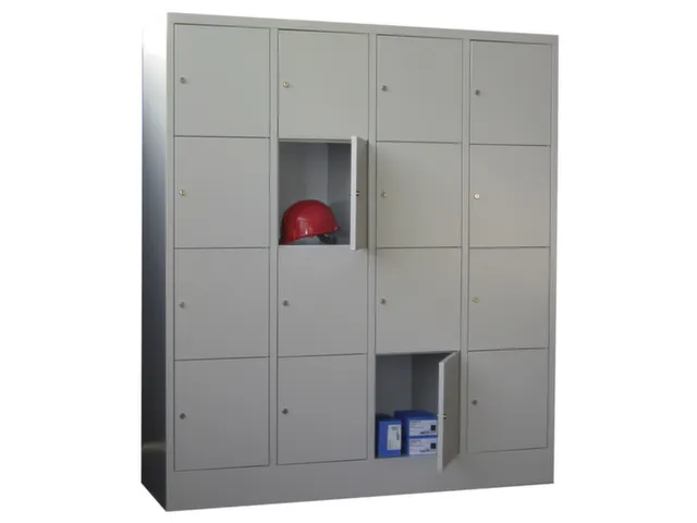 lockerkast,HxBxD 1850x1600x500mm,4x4vakken,RAL7035,front RAL7035