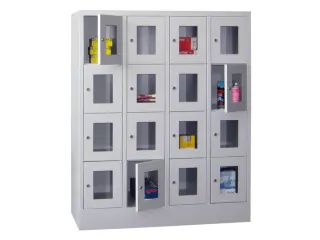 lockerkast,HxBxD 1518x1200x500mm,4x4vakken,RAL7035,front RAL7035 - 1