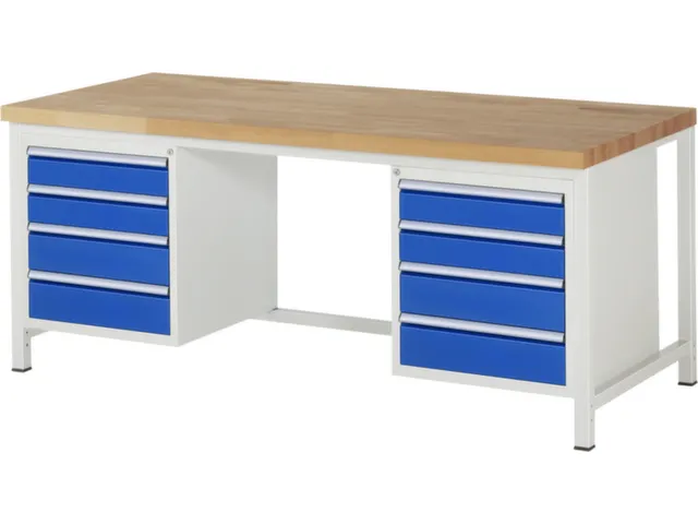 werkbank,HxBxD 840-1040x2000x900mm,beukblad,draagverm. 1250kg,4voeten