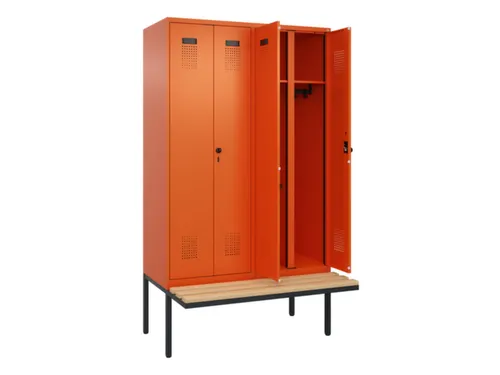 locker met bank,voor scheiding van kleding,HxBxD 2120x1200x815mm,4vak