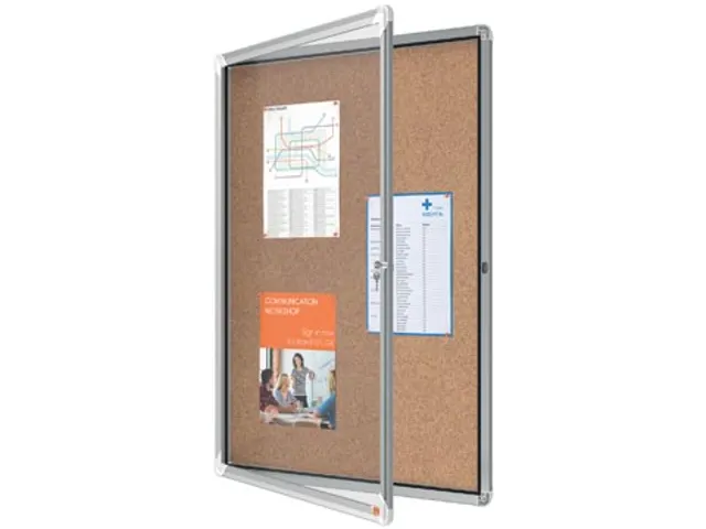 binnenvitrine met draaideur, kurk, ft 9 x A4