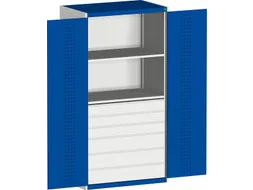 systeemkast 2000x1050x650mm 2xStalen bodem 6laden Ral7035 Ral5010
