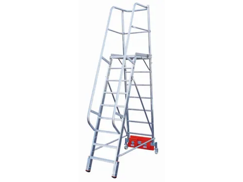 verrijdbare treden-platformladder,eenzijdig,9trede(n),stand H 2,1m