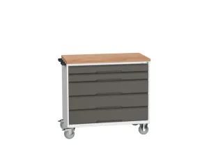 gereedschapswagen 980x1050x600mm multiplexblad 5 laden RAL7035+RAL7016 - 1