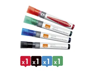 Viltstift Nobo Whiteboard Liquid Ink Drymarker Assorti 3mm à 4st - 3