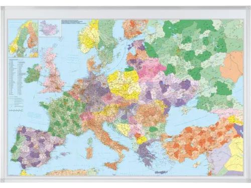 kaart van Europa HxB 98x138cm schaal 1:3.600.000 magnetisch