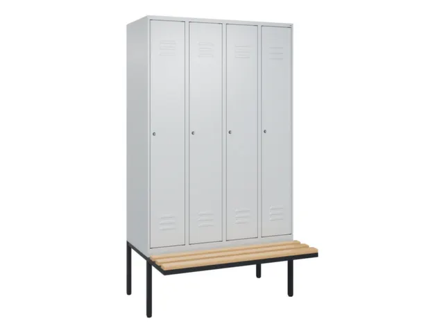 locker met bank,HxBxD 2120x1200x815mm,4vak,vak B 300mm,cil.-slot