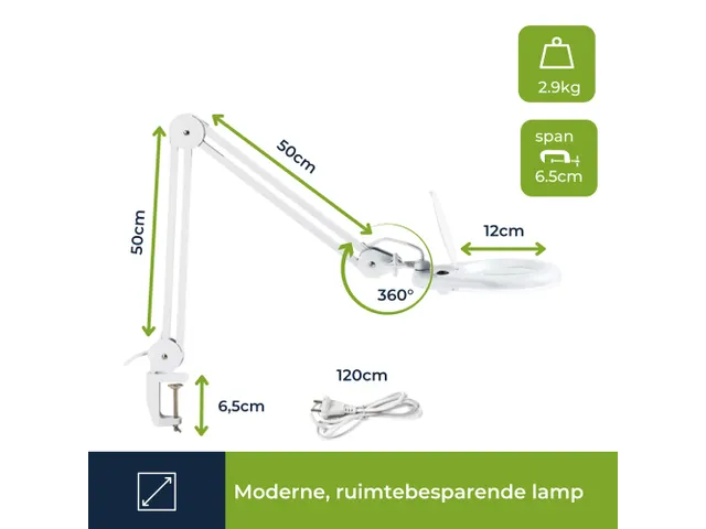 LED Loeplamp Met Vergrootglas 8 Dioptrie 8W 60 LED's wit