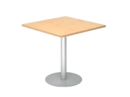 vergadertafel,HxBxD 745x800x800mm,vierkant,schotelvoet zilverkleurig