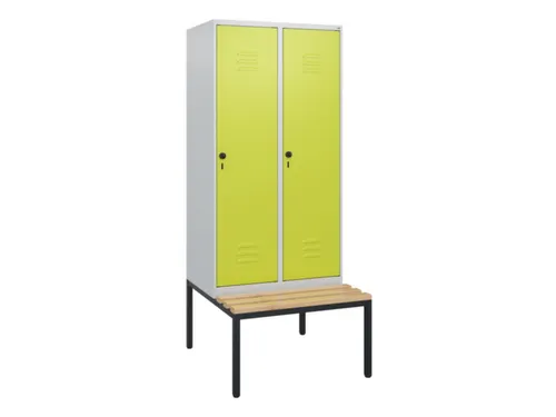 locker met bank,HxBxD 1950x800x815mm,2vak,vak B 400mm,draaigrendel