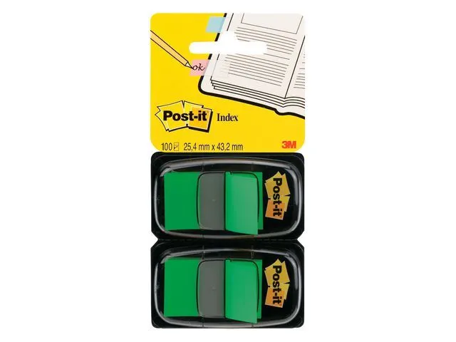 Indextabs 3M Post-it 680 25.4x43.2mm duopack groen 100 vel