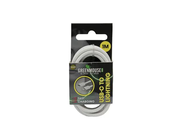 Kabel Green Mouse USB-C to Lightning data Woven 1m blisterverpakking