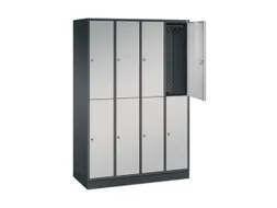 Dubbeldekse garderobekast,HxBxD 1950x1220x500mm,4x2vak.,vak B 260mm