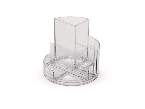 Pennenkoker MAUL roundbox 7 vakken Ø140x125mm transparant