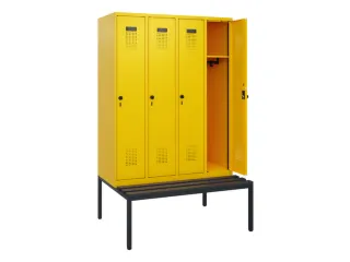 locker met bank,HxBxD 1950x1200x815mm,4vak,vak B 300mm,draaigrendel - 1