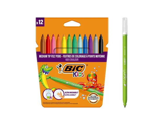 Kleurstiften BicKids kid couleur medium assorti etui à 12 stuks