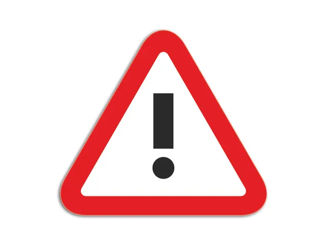 Magneetvel Symbool Attention 35x40mm Rood/Wit