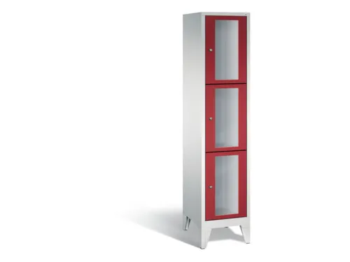 lockerkast 1850x420x500mm 1x3 vakken Cilinderslot Poten, RAL3003