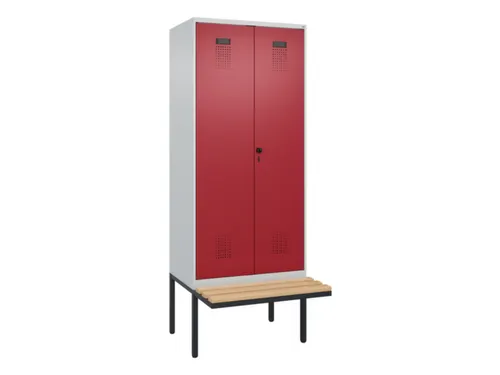 PBM-locker met bank,HxBxD 2120x800x815mm,2vak,vak B 400mm,draaigrendel