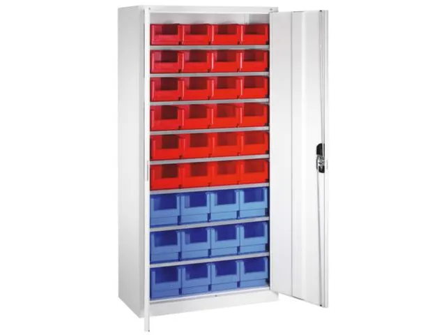 Stellingkast Staalplaat 1980x1000x420mm 8 Legborden 36 Magazijnbakken