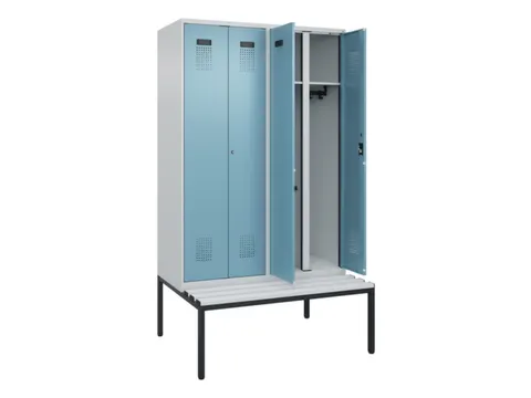 locker met bank,voor scheiding van kleding,HxBxD 2120x1200x815mm,4vak