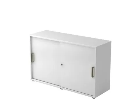 kantoor-schuifdeurkast HxBxD 748x1200x400mm hout romp+front wit 2 OH