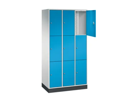 lockerkast,RAL 7035/RAL 5012,HxBxD 1950x920x500mm,3x3vakken,cil.-slot
