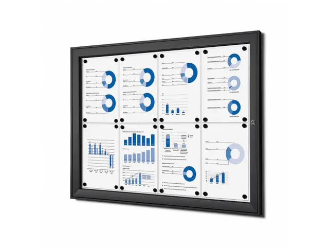 Vergrendelbaar Mededelingenbord Indoor/ Outdoor 8xA4 Zwart