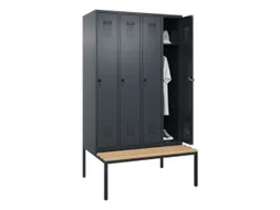 locker met bank,HxBxD 2120x1200x815mm,4vak,vak B 300mm,draaigrendel