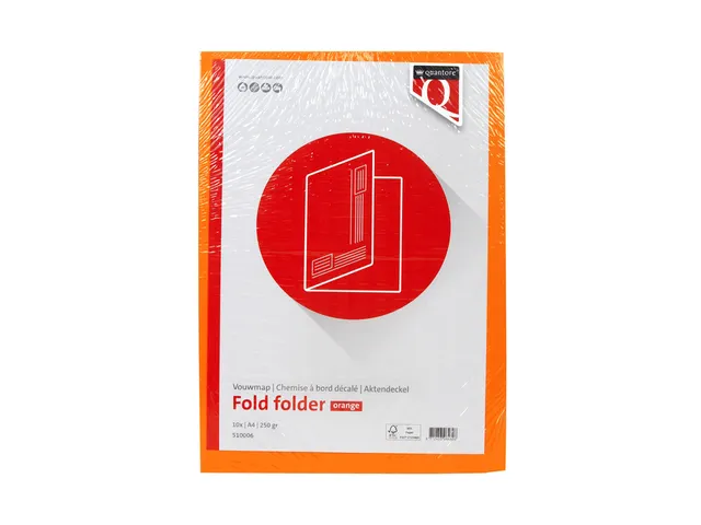 Vouwmap Quantore A4 ongelijke zijde 250gr oranje