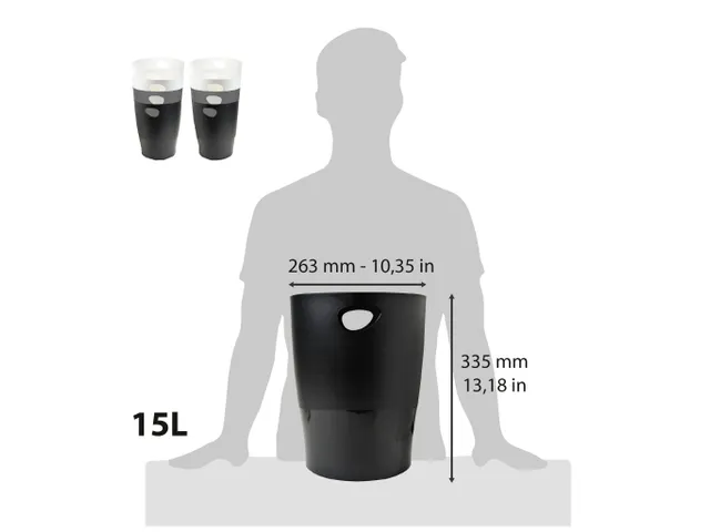 Corbeille-à-papier Ecobin Office - assorti Noir/Gris