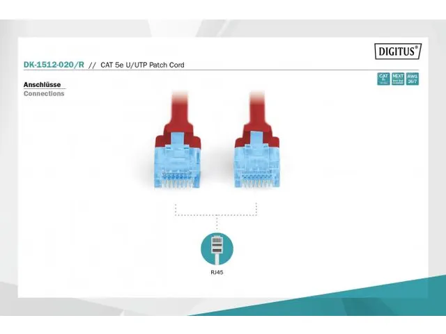 CAT 5e U-UTP patchkabel PVC AWG 26/7 Lengte 2m Rood