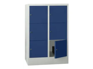 lockerkast,HxBxD 1187x800x500mm,2x3vakken,RAL7035,front RAL5010 - 2