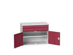 ladekast HxBxD 800x1050x550mm 2laden 2deuren RAL7035 front RAL3004