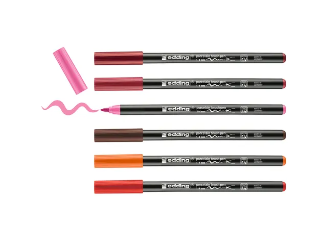 Brushpen Edding 4200 Porselein Warme Kl Assorti Etui à 6 Stuks