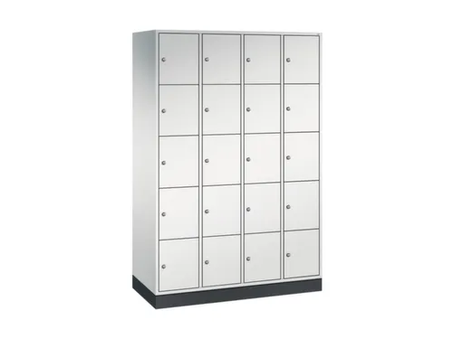 lockerkast,RAL 7035,HxBxD 1950x1220x500mm,4x5vakken,cil.-slot,sokkel