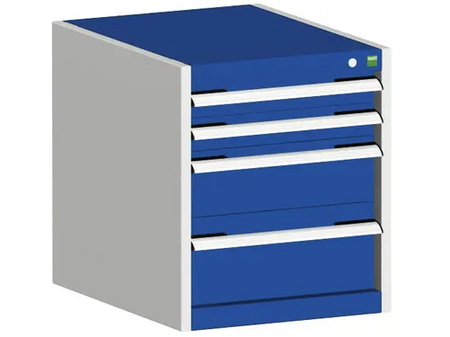 ladekast 600x525x525mm 4laden RAL7035 front RAL5010