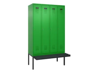 locker met bank,voor scheiding van kleding,HxBxD 2120x1200x815mm,4vak - 2