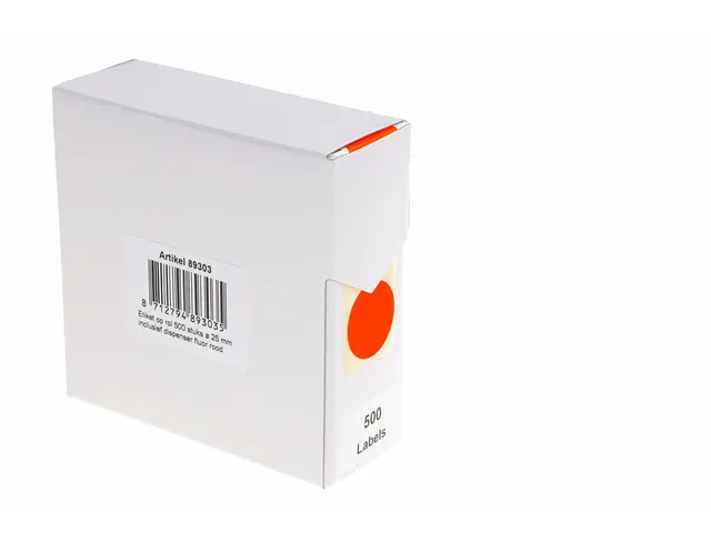 Etiket Rillprint 25mm 500st op rol fluor rood