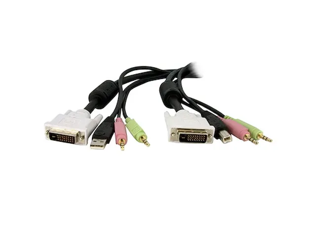 1,80m 4-in-1 USB Dual-Link DVI-D KVM-switch Kabel met Audio en Microfo