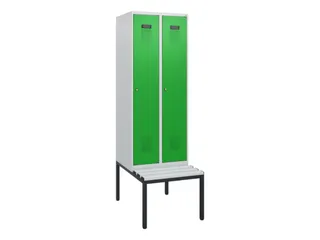 locker met bank,HxBxD 1950x600x815mm,2vak,vak B 300mm,cilinderslot - 2