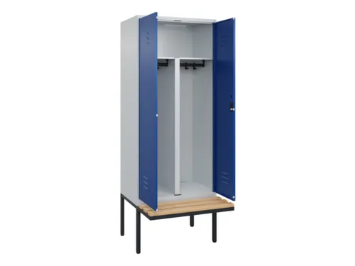 PBM-locker met bank,HxBxD 2120x800x815mm,2vak,vak B 400mm,cil.-slot