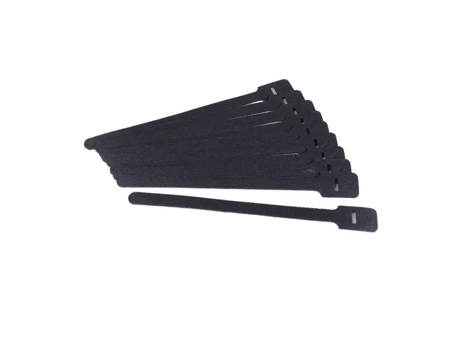 Addit Kabelbinders klittenband 12x250mm Zwart 10 stuks