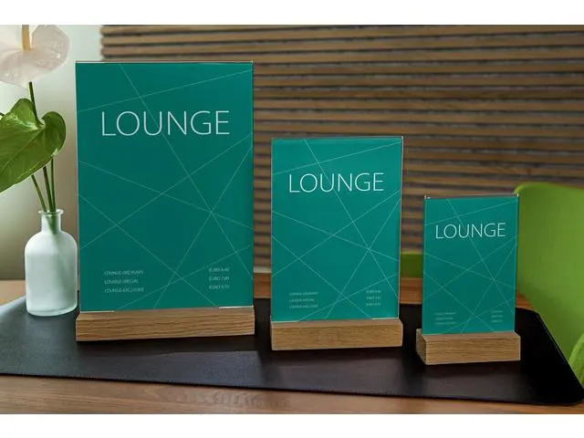 Tafelstandaard Sigel A6 eiken voet helder acryl 1.5mm