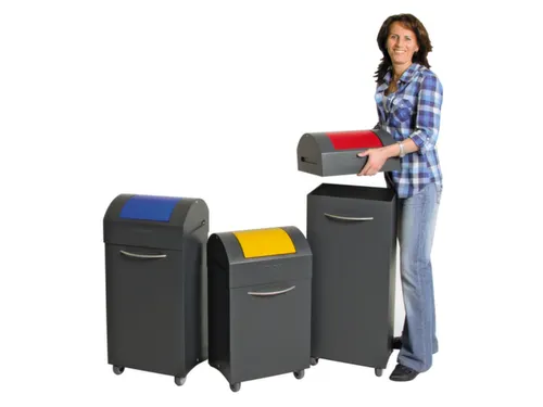 Afvalbak 45 Liter 650x380x320mm Plaatstaal 2 Wielen Klep Geel