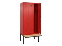 locker met bank,HxBxD 2120x900x815mm,3vak,vak B 300mm,cilinderslot